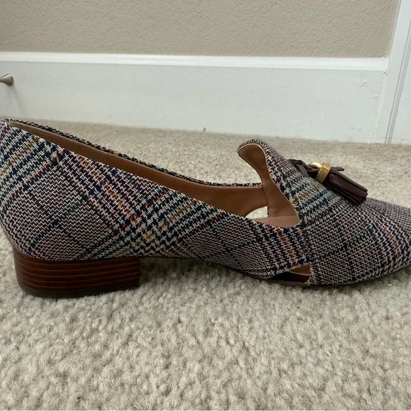 Cole Haan Women's Tassel Loafers - Brown and Cream Plaid - Picture 4 of 6